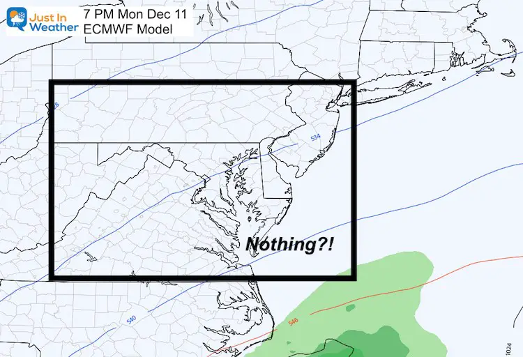 January 5 weather snow rain Monday ECMWF