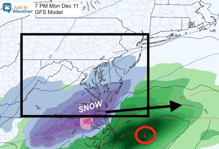 January 5 weather snow rain Monday GFS