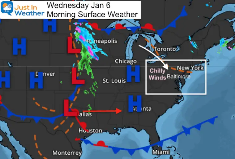 January 6 weather Wednesday morning