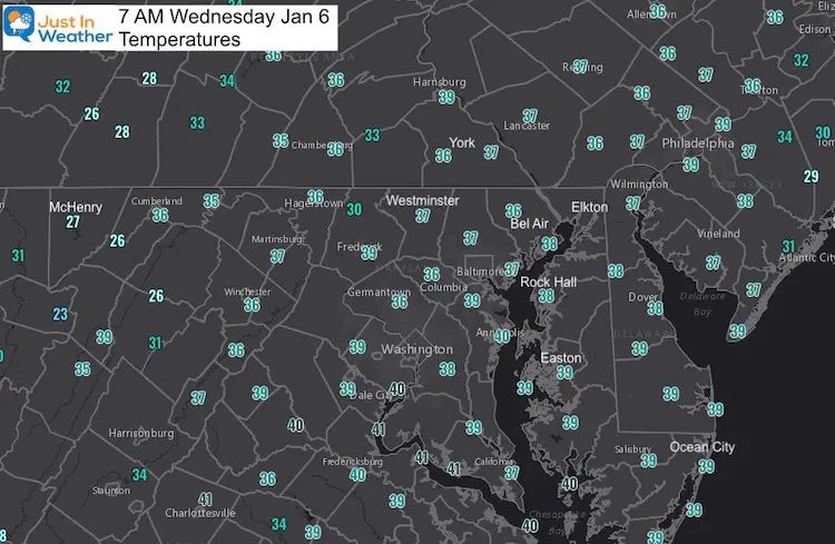 January 6 weather morning temperatures