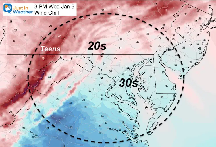 January 6 weather wind chill Wednesday