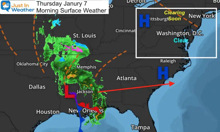 January 7 weather Thursday morning