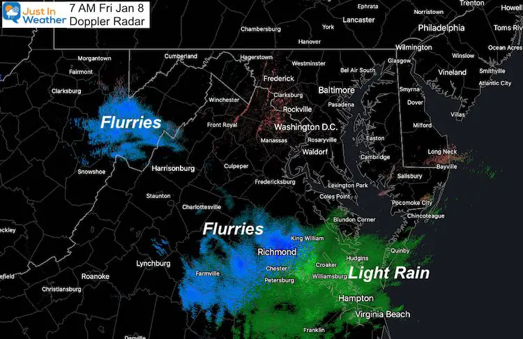 January 8 weather rain snow radar Friday morning