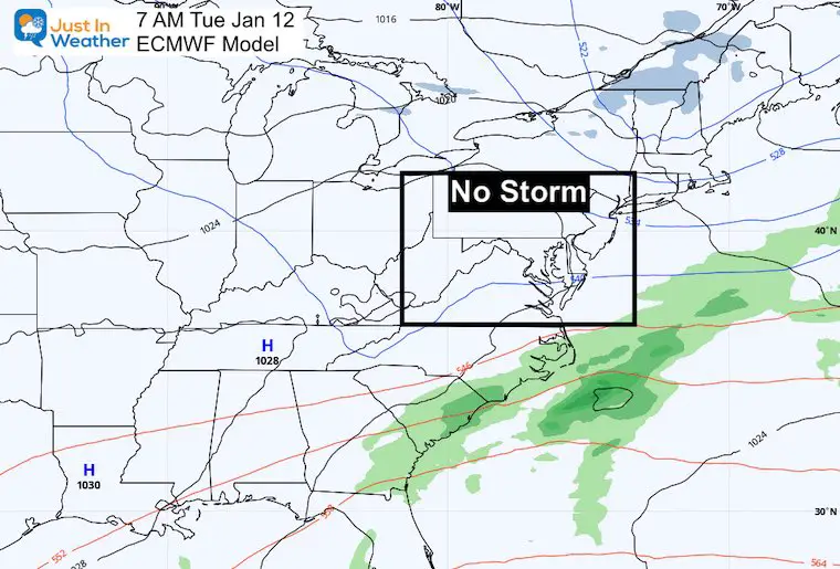 January 9 weather Tuesday no storm