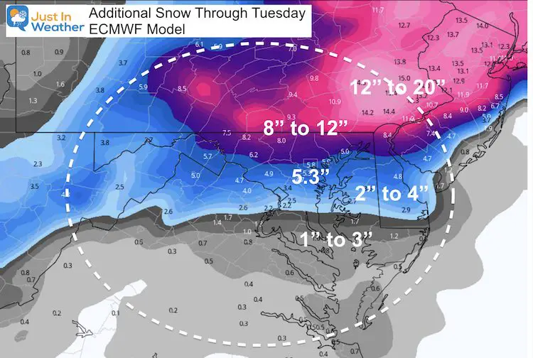 February 1 snow forecast afternoon ECMWF