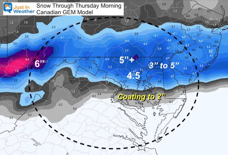 February 10 snow Wednesday PM Canadian