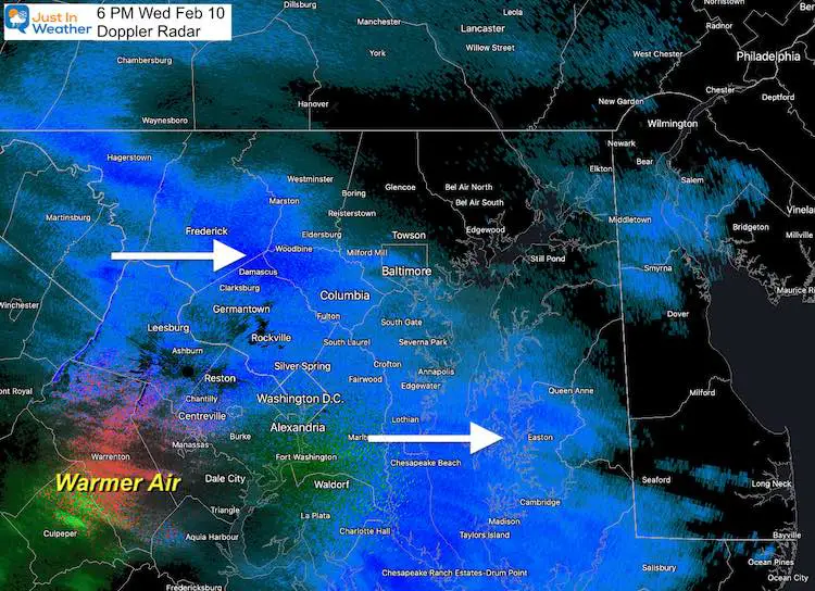 February 10 snow radar winter storm 6 PM Wednesday