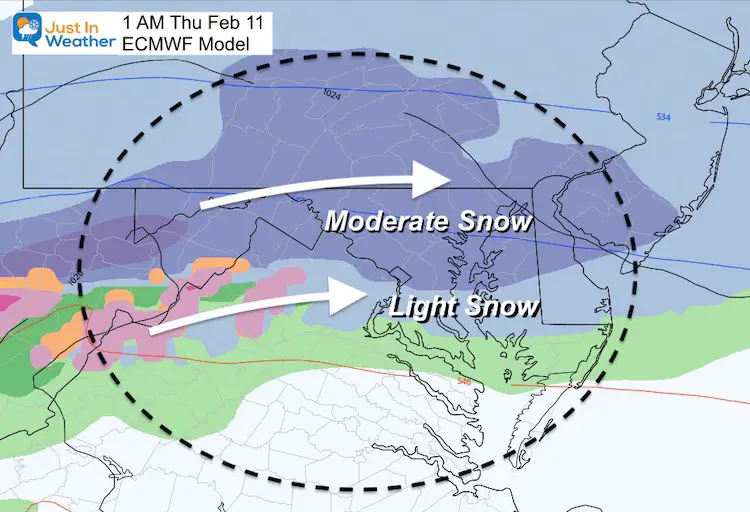 February 10 snow tonight ECMWF