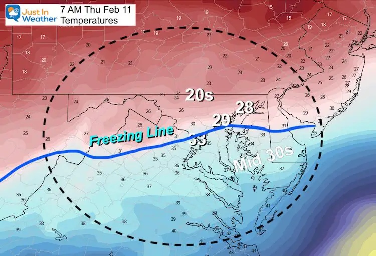 February 10 temperatures Thursday 7 AM