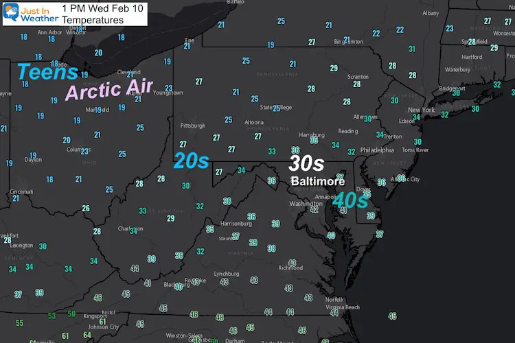 February 10 weather temperature afternoon