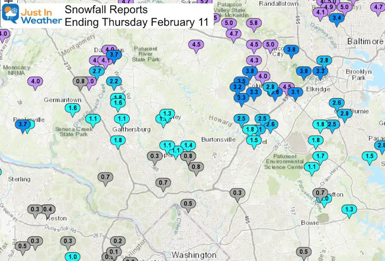 February 11 Snow Spotter Reports Maryland Capital