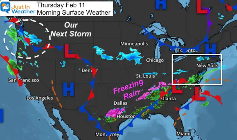 February 11 weather Thursday morning surface