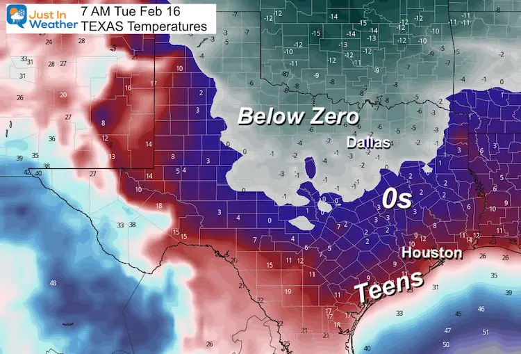February 11 weather Tuesday Temperatures Texas