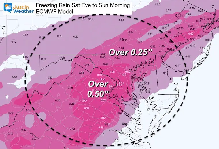 February 11 weather ice storm Sunday total