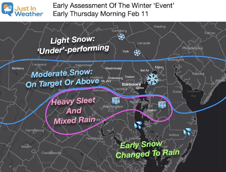 February 11 weather morning winter snow ice conditions