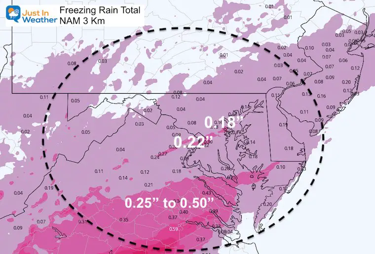 February 12 weather freezing rain Sunday morning NAM