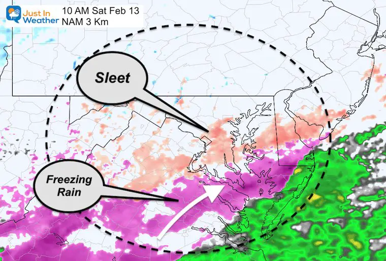 February 12 weather freezing rain ice storm Saturday AM 10