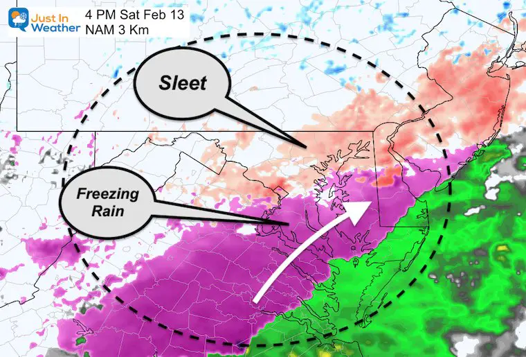 February 12 weather freezing rain ice storm Saturday PM 4