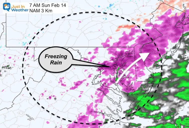 February 12 weather freezing rain ice storm Sunday AM 7