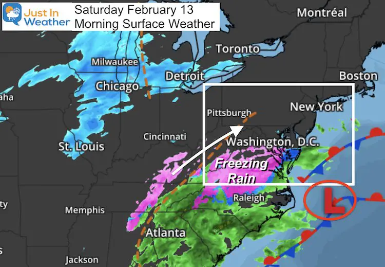 February 13 weather Saturday morning