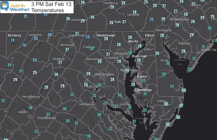 February 13 weather Temperature 3 PM