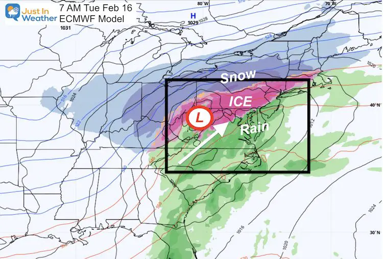 February 13 weather snow ice Tuesday