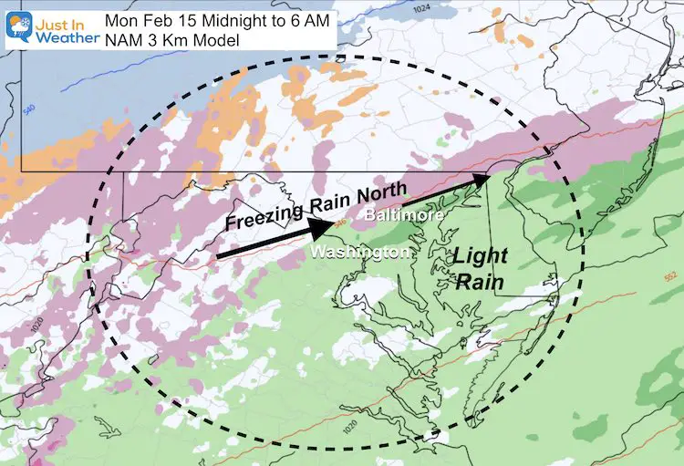 February 14 weather freezing rain Monday morning