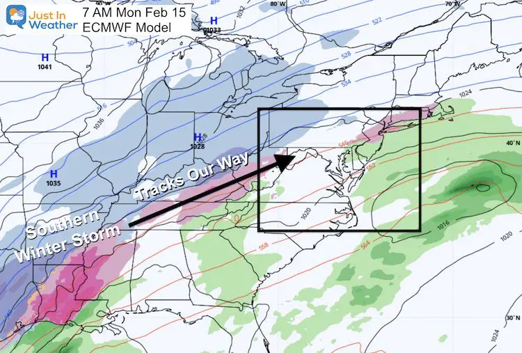 February 14 weather winter storm Monday morning