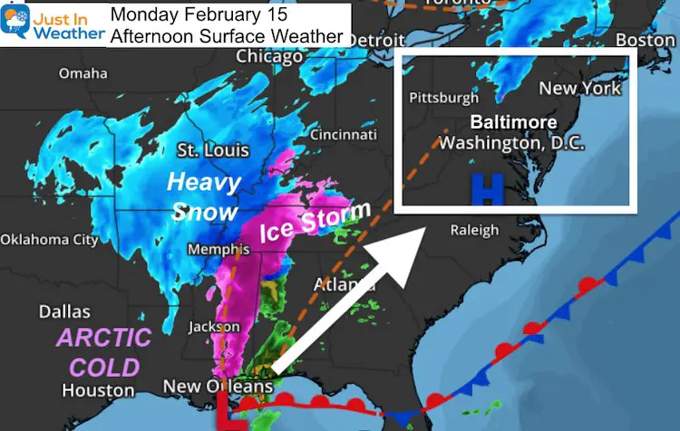 February 15 weather Monday afternoon