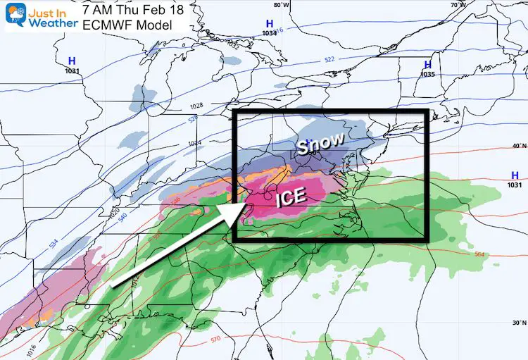 February 15 weather snow ice Thursday