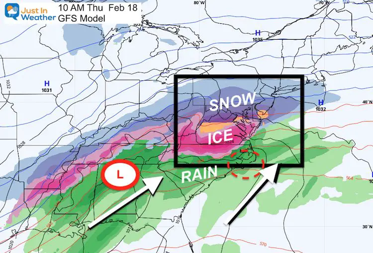 February 15 winter storm snow ice Thursday