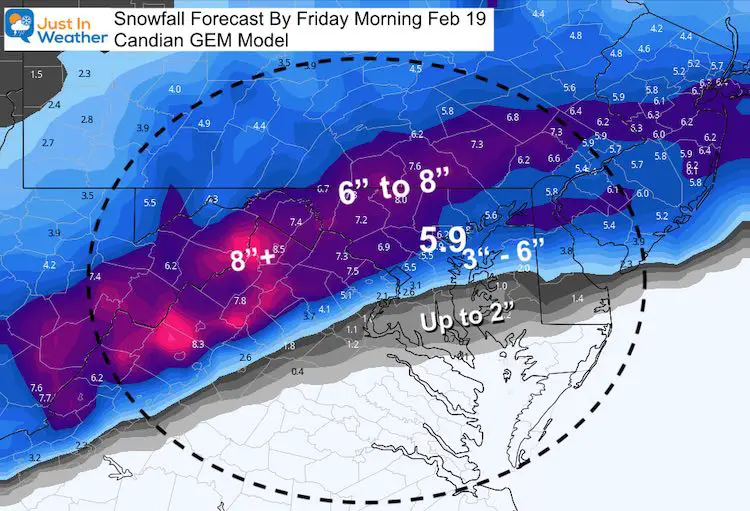 February 16 snow storm forecast Canadian model