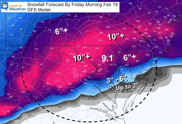 February 16 snow storm forecast GFS model