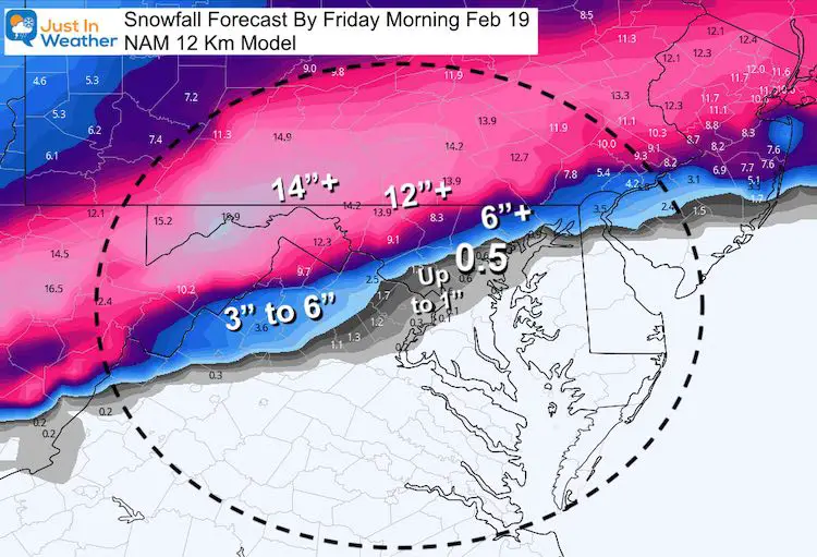 February 16 snow storm forecast NAM model