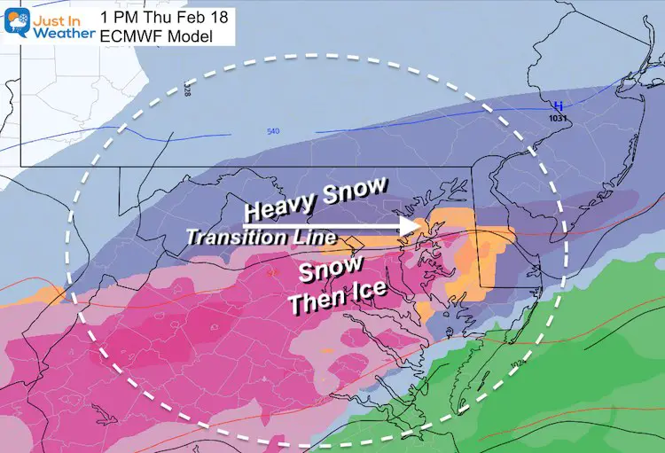 February 16 weather Thursday snow ice