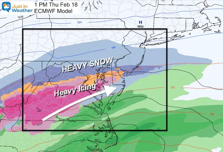 February 16 weather snow ice Thursday