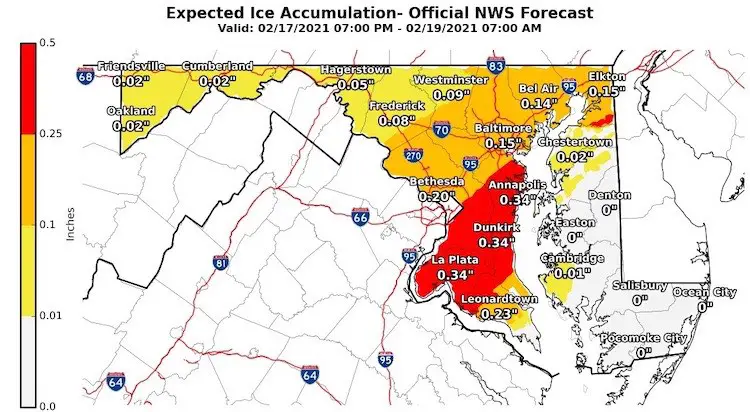 February 17 ice forecast NWS