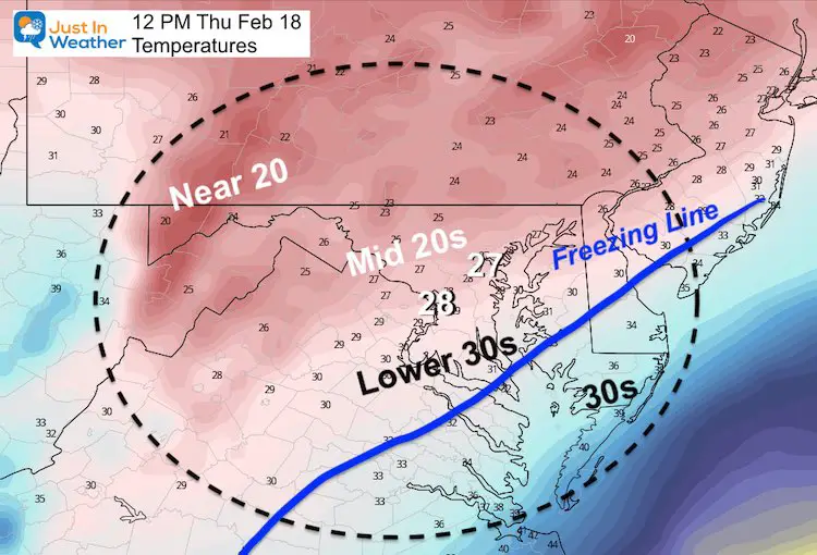 February 17 temperatures Thursday 12 PM