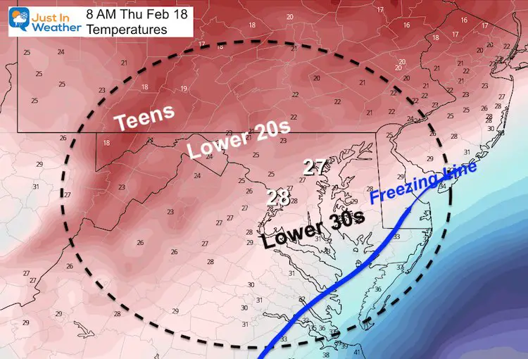 February 17 temperatures Thursday 8 AM