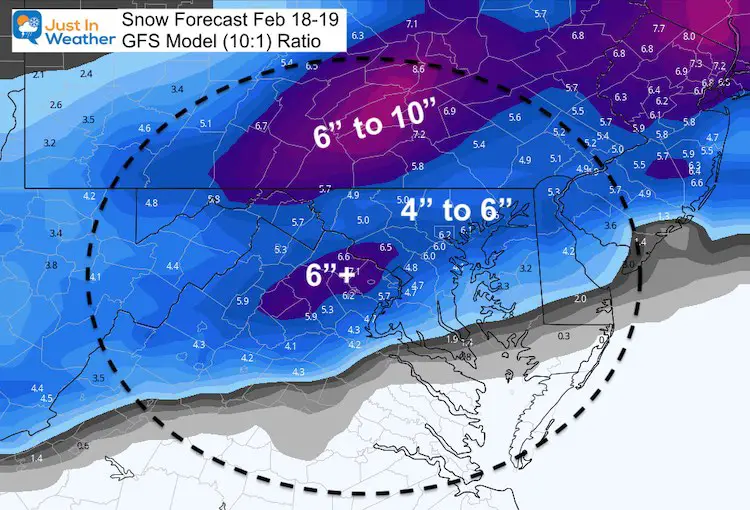 February 17 weather snow Friday GFS