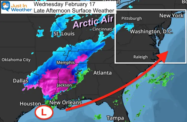 February 17 weather storm map Wednesday