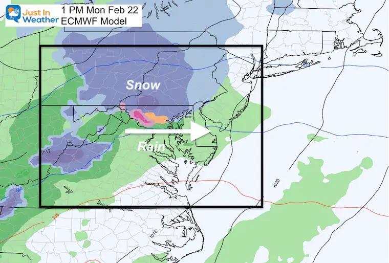 February 18 weather snow Monday