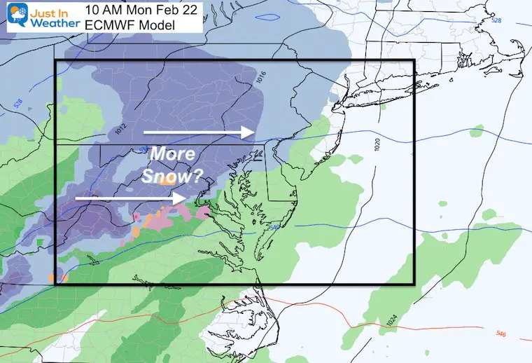 February 18 weather snow Monday