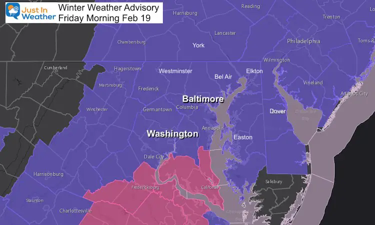 February 19 Winter Weather Advisory