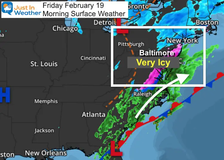 February 19 weather snow ice Friday morning