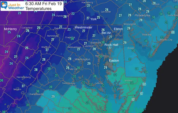 February 19 weather temperatures morning