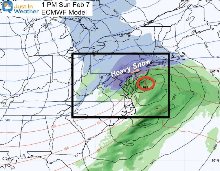 February 2 weather storm Sunday ECMWF