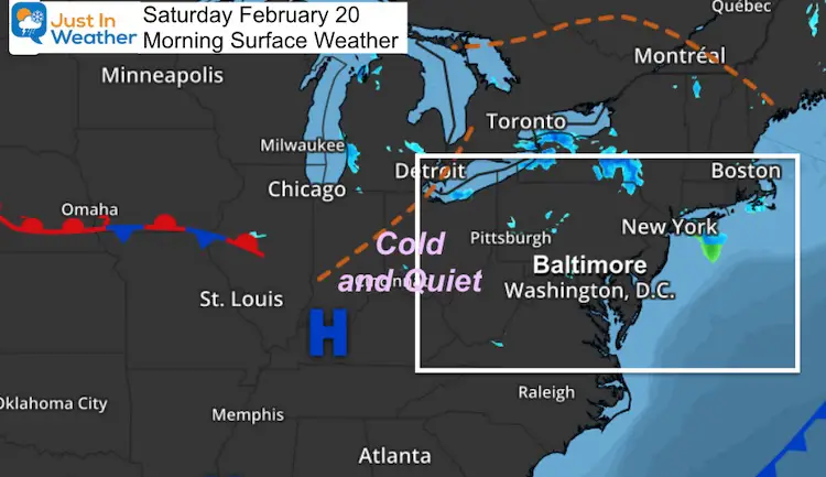 February 20 weather Saturday morning