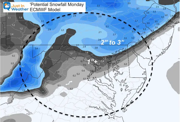 February 20 weather snowfall ECMWF