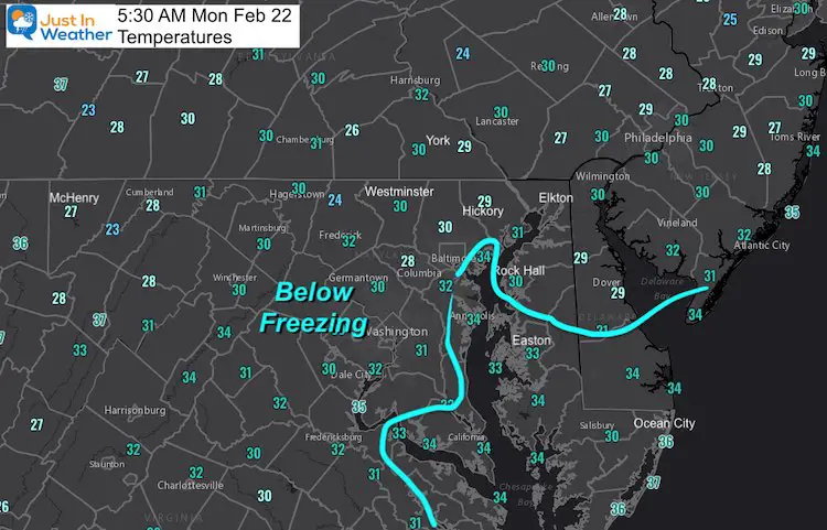 February 22 Weather Temperatures 5 AM